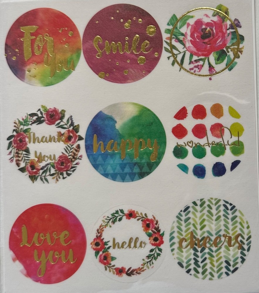 2 Sheets Floral Seals With Words Planner Stickers Papercraft Envelope Seals