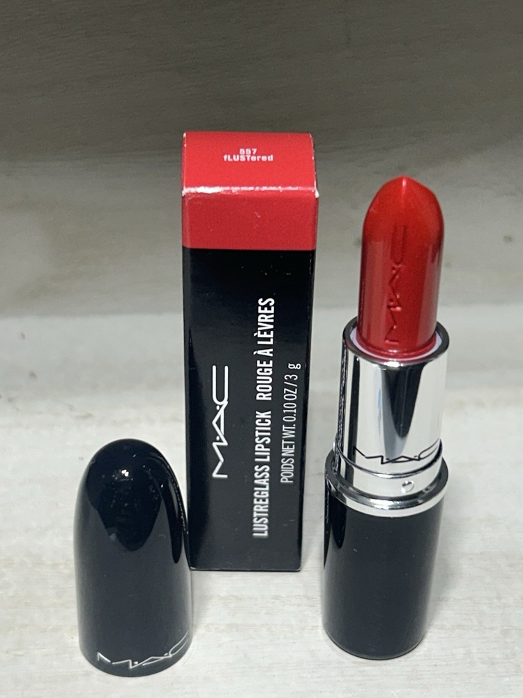 MAC Lustreglass Lipstick 557 Flustered 0.10 oz 3g Ultra-Glossy Longwear Shade