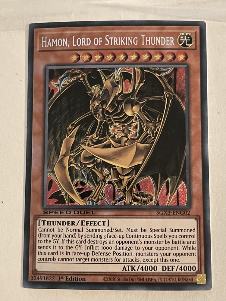 Hamon Lord of Striking Thunder Speed Duel GX SGX3-ENG02 Secret Rare Yugioh Card