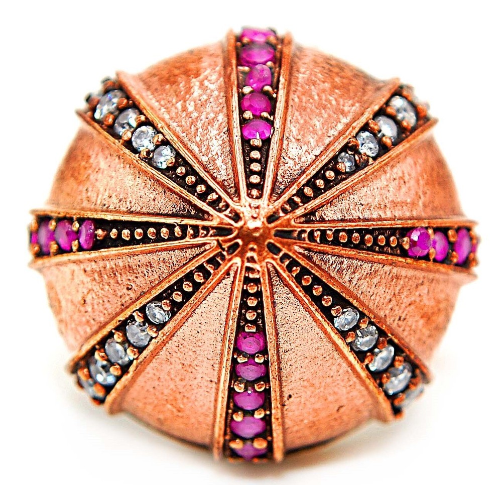 Vintage Ottoman Style 2CT Ruby Topaz 925 Silver Ring Size 6 H3-7  