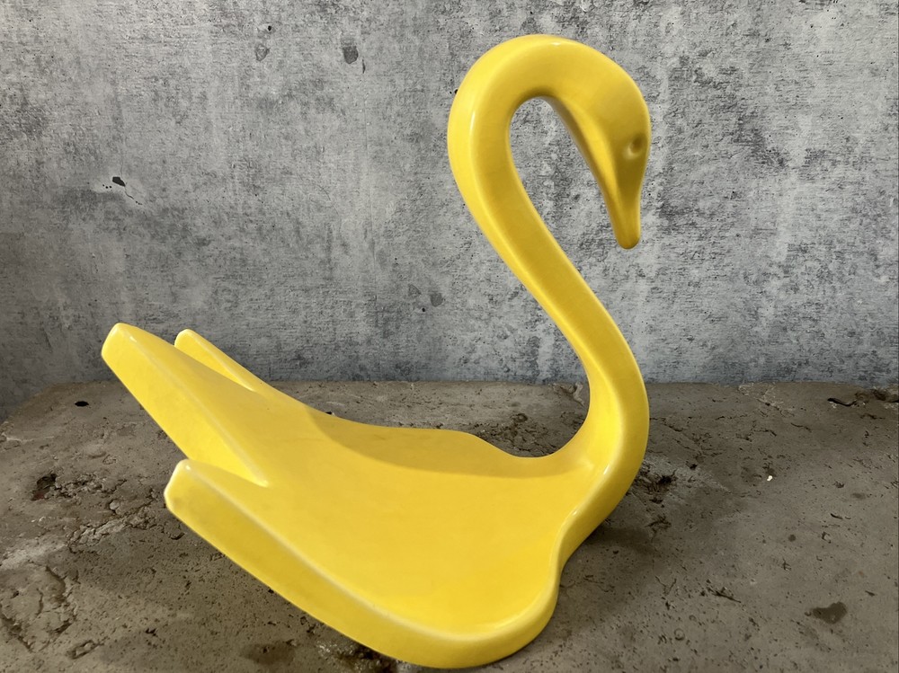 Vtg 50-80s MSM Bold Yellow Swan Ceramic Figurine Art Sculpture Boho