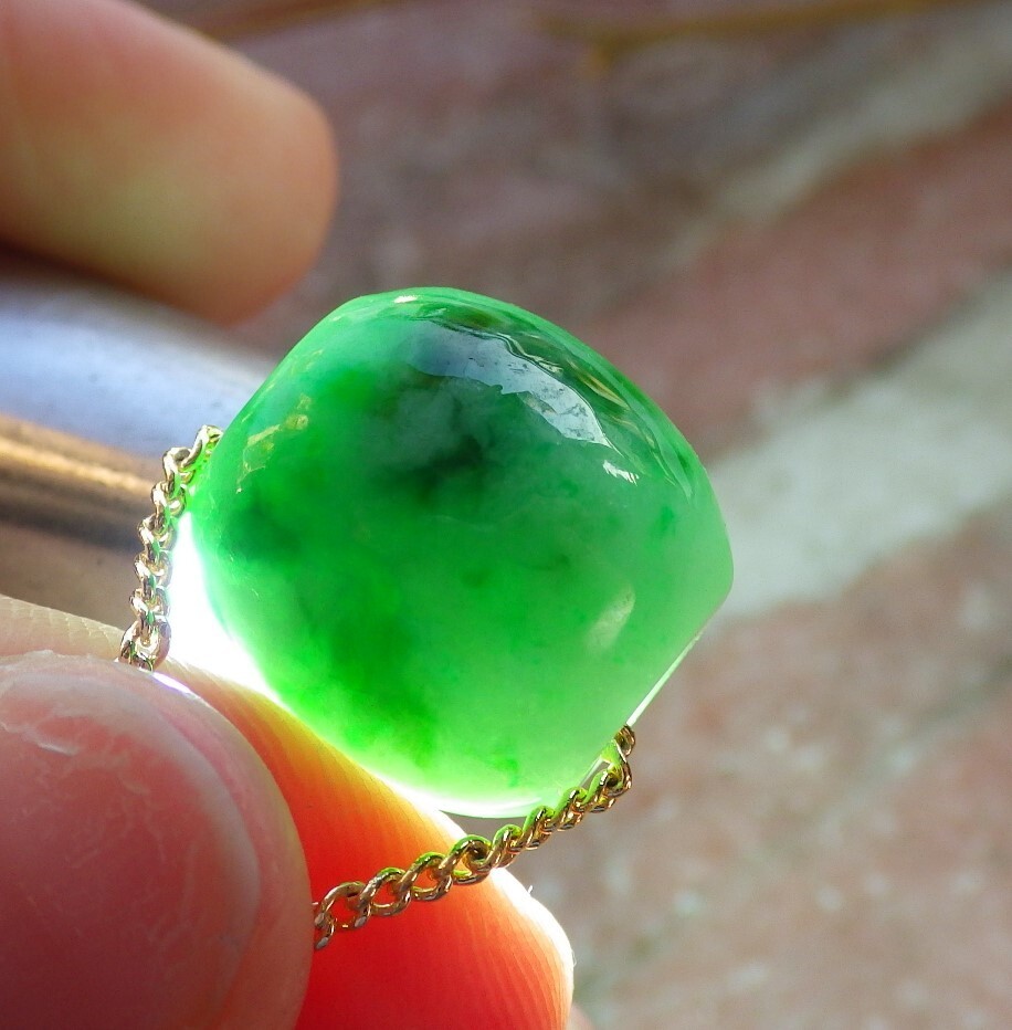 Certified Green Burma Natural A Jade jadeite Pendant Bead Donut Circle 828043