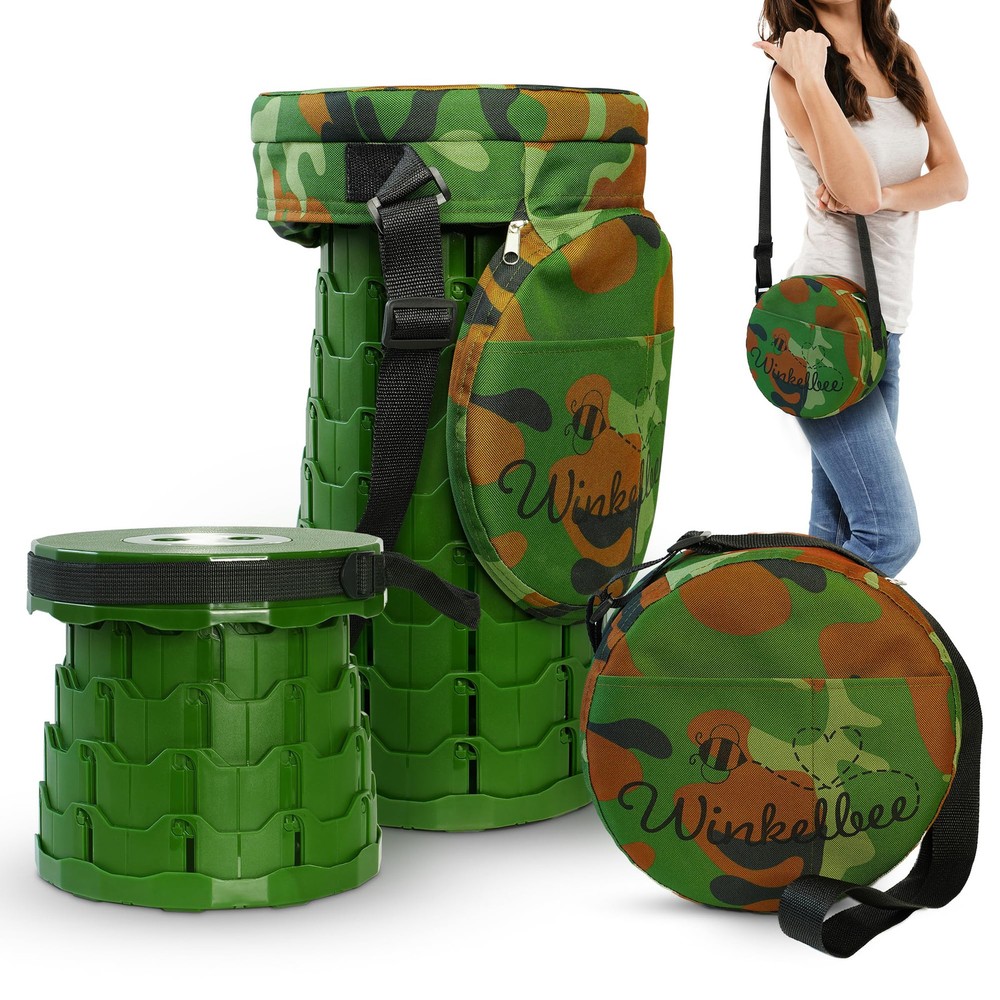Collapsible Stool with Cushion - 350 lbs Capacity - Portable Folding Stool for Adults