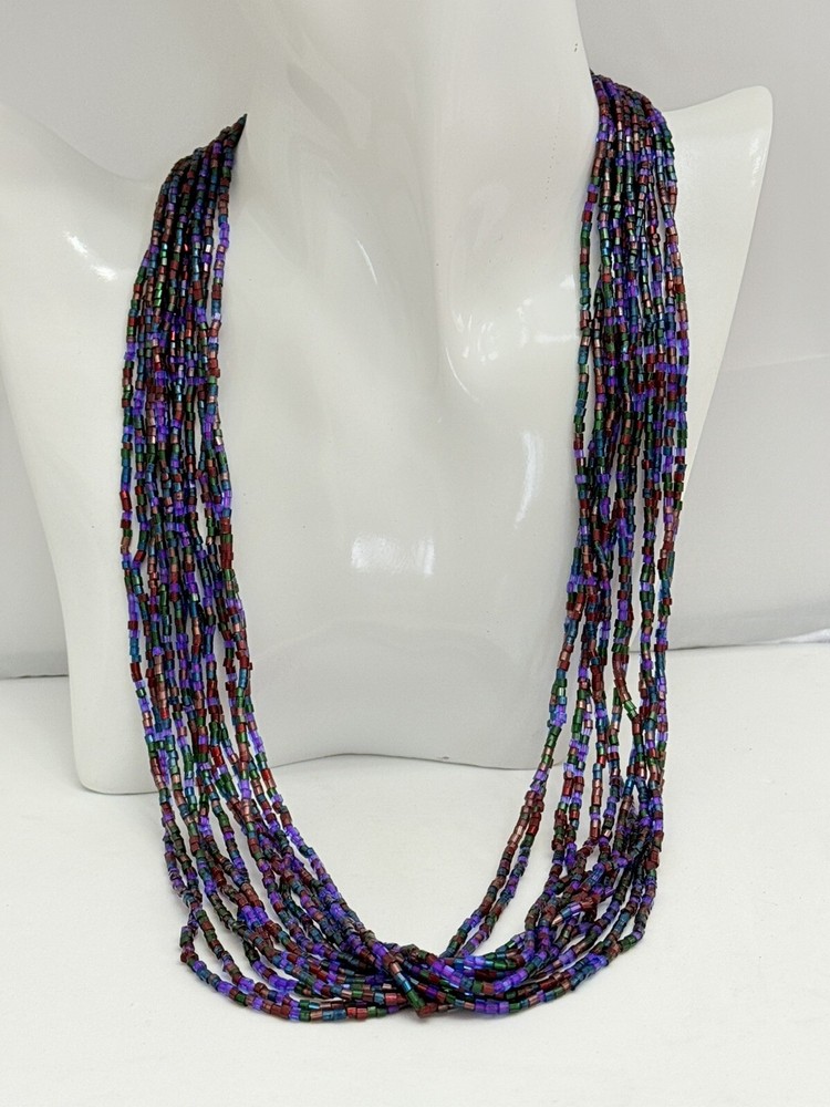 Multi-Color Bohemian Glass Seed Bead Necklace 22 Inches NWT