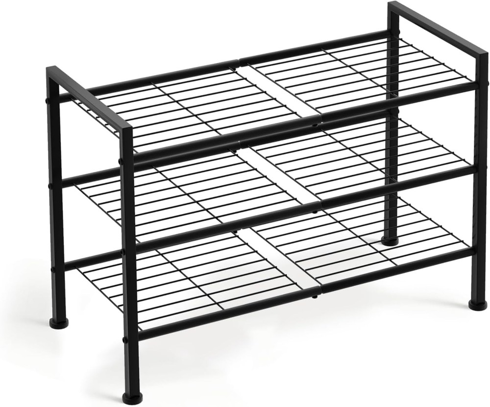 3-Tier Stackable Metal Shoe Rack Organizer for Closet or Entryway