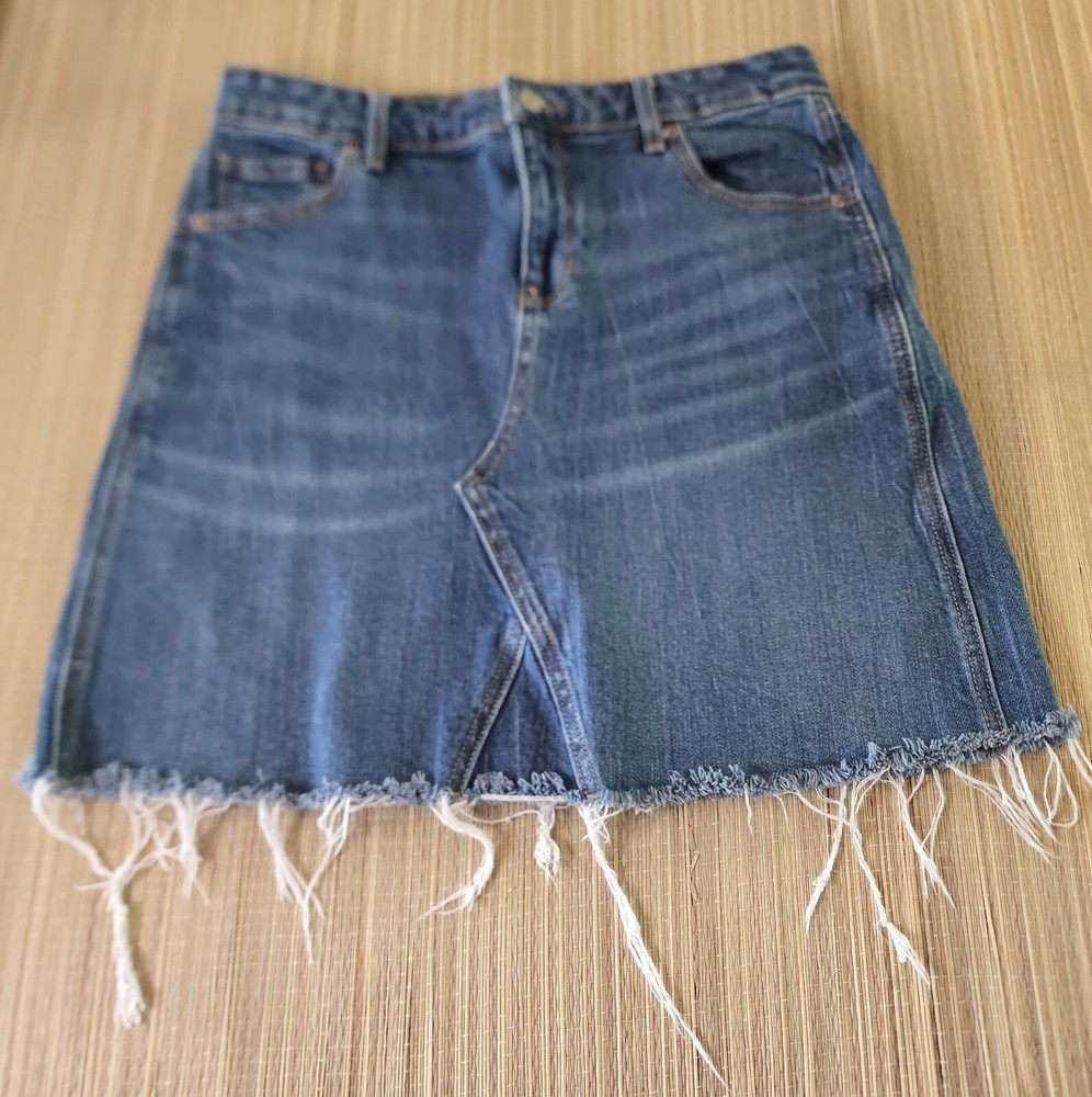 Old Navy Womens 29in Waist Frayed Hem Denim Mini Skirt Pre-owned Check Description