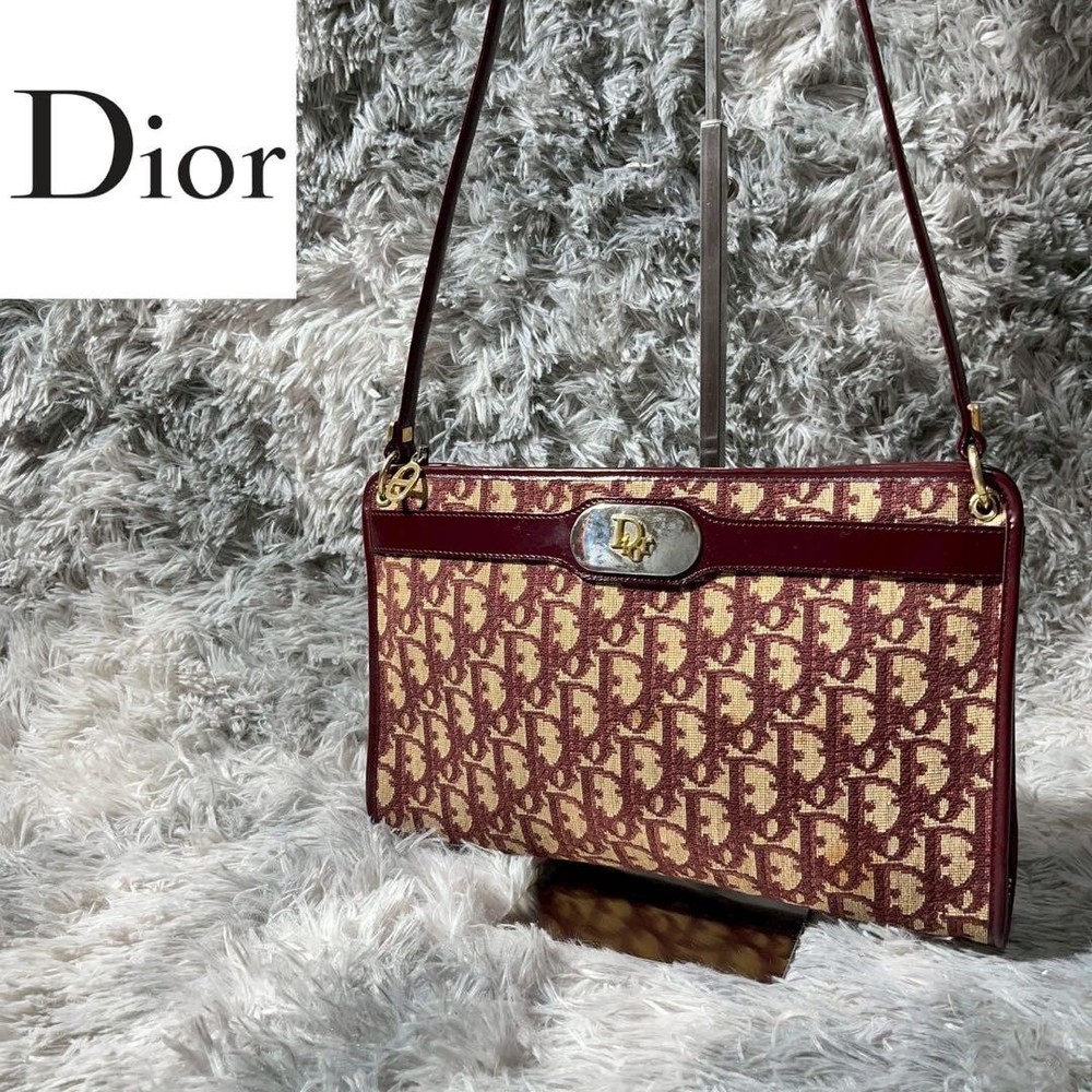 Dior Canvas Trotter Handbag in Bordeaux New Designer Purse