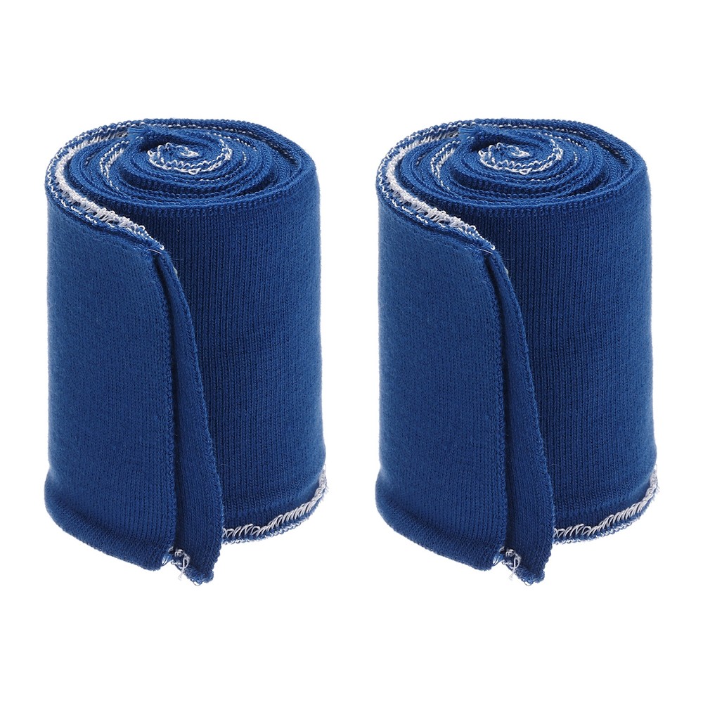 2Pcs 3 Inch x 2.6ft Elastic Cuffs Knitted Ribbed Cotton Fabric Trim Dark Blue