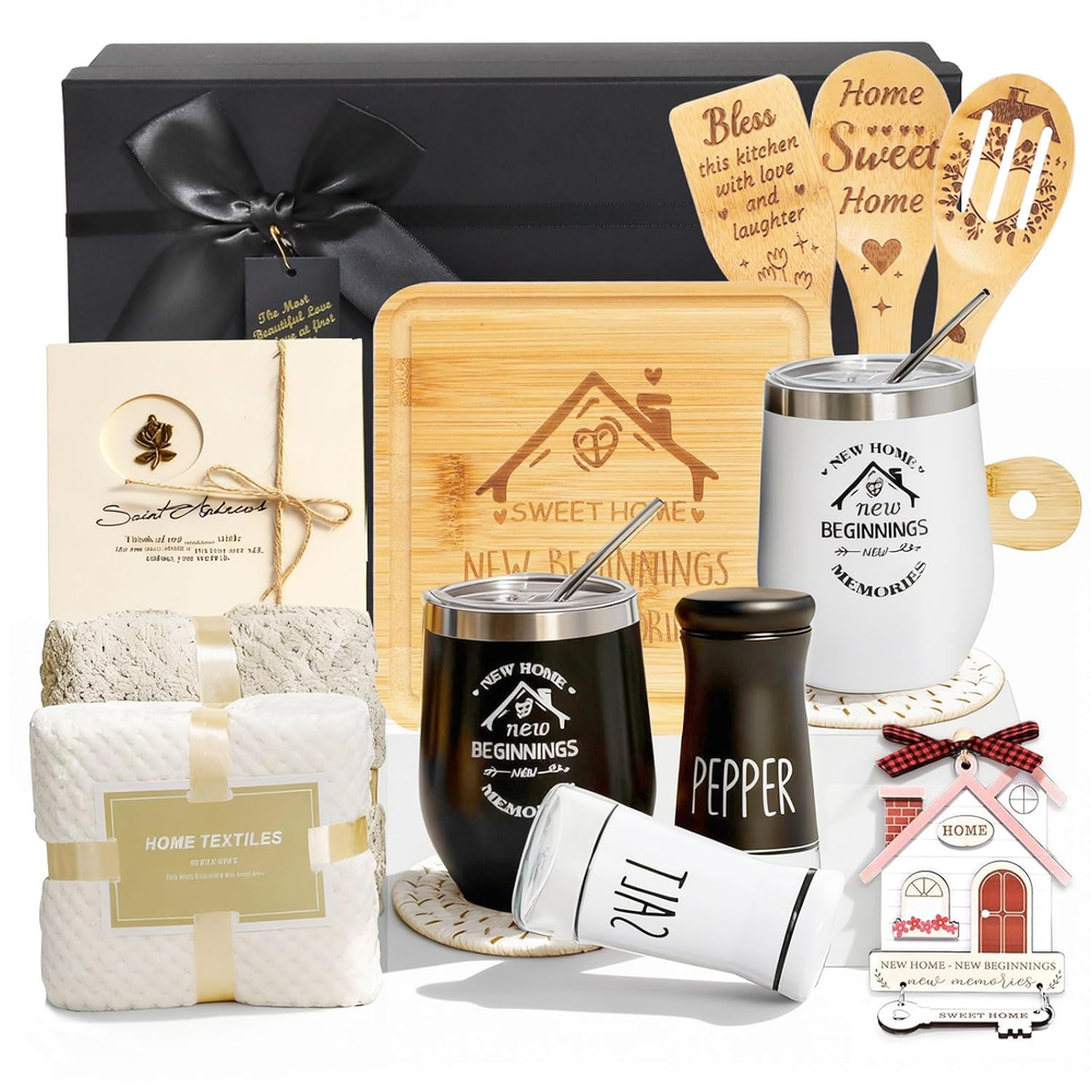 House Warming Gifts New Home, 14 Pcs New Home Gift Ideas Basket, Housewarming Pr