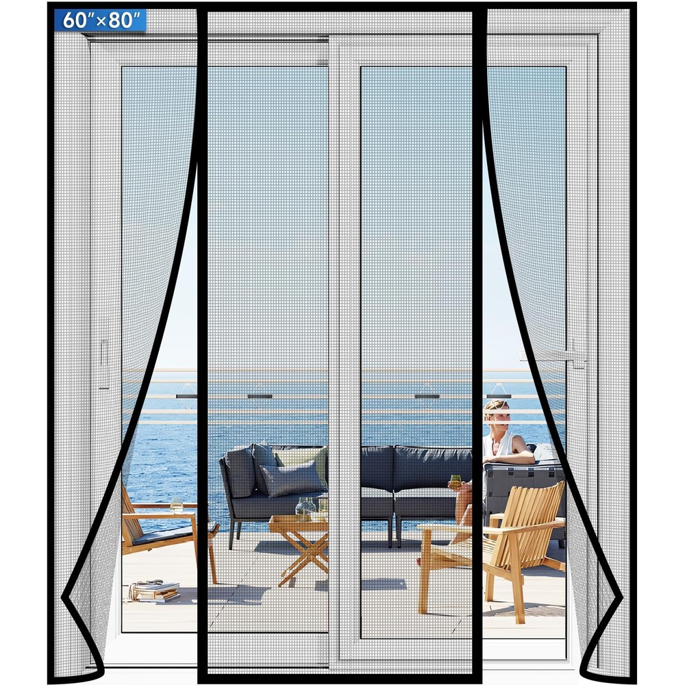 Upgraded Magnetic Screen Door with Durable PET Mesh Stronger Than Fiberglass & Polyester