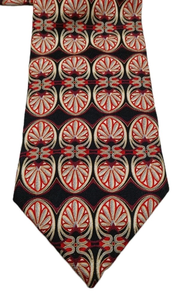 Astratto Red White Geometric Silk Necktie 100% Pure Silk