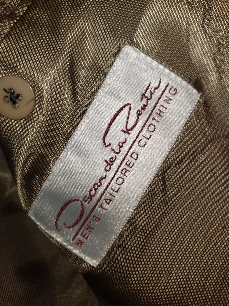 Oscar de la Renta 2-button Unvented GREEN Wool Sport Coat 46R w/necktie