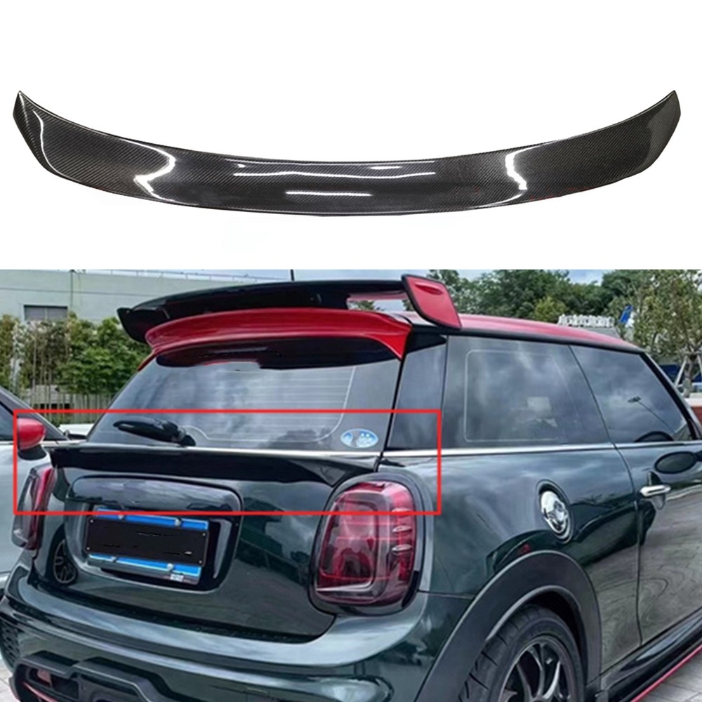 1pc Car Rear Trunk Spoiler Lip Middle For Mini Cooper F55 2013-2018 Carbon Fiber