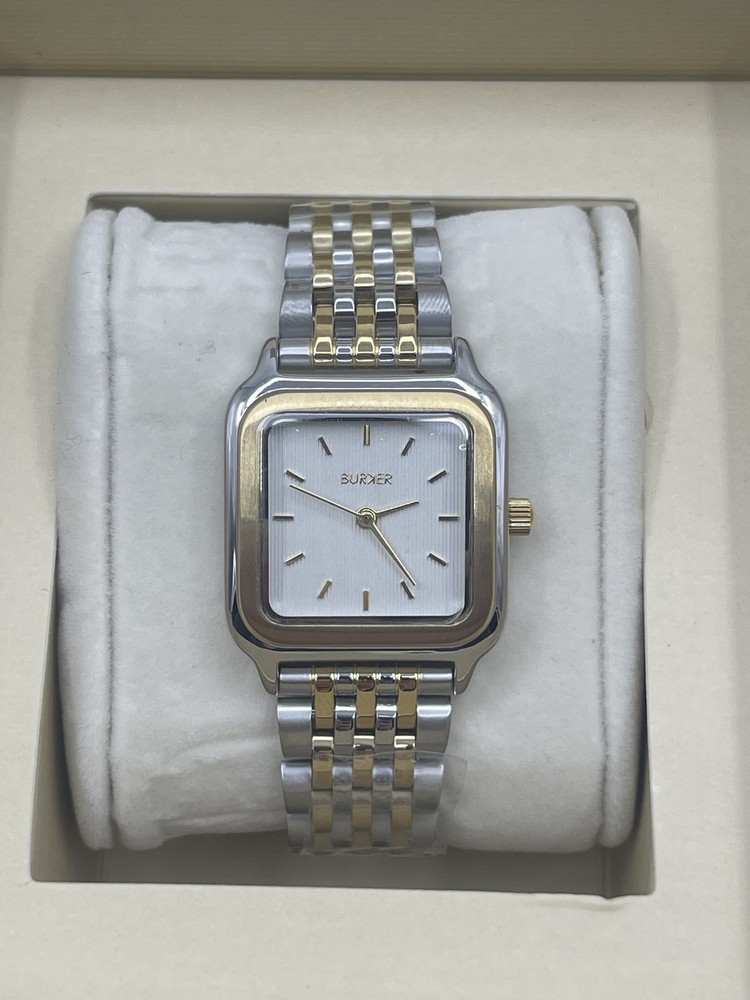 Burker Women's Macy Quartz Watch White/Gold & Silver Two-Tone Stainless Steel