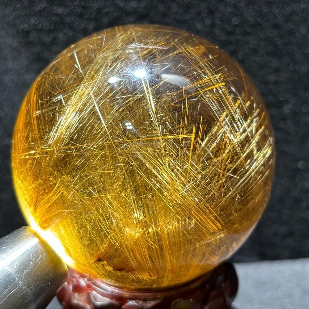 620g Natural Hair Crystal Rutilated Quartz Ball Healing Crystal Sphere 75mm