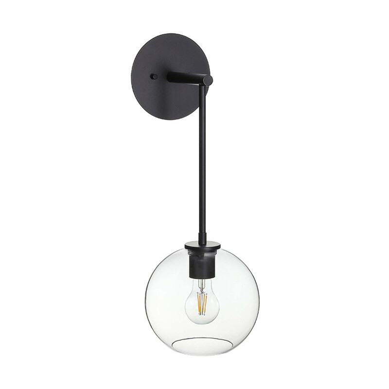 Modern 1 Light Globe Glass Bath Sconces Wall Light Black Single Vanity Light