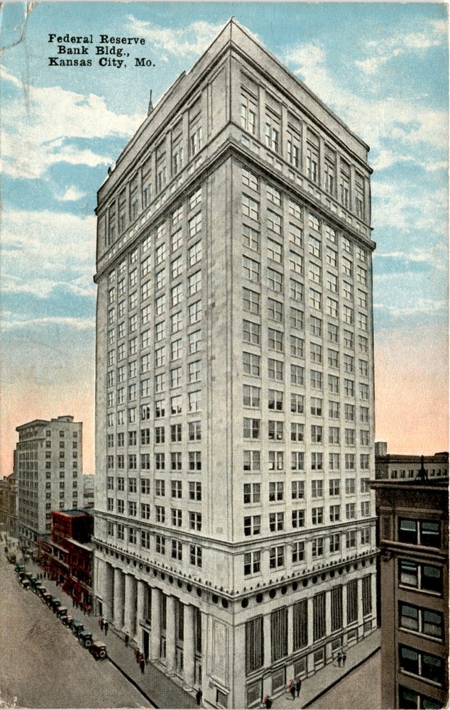 Federal Reserve Bank Building, Kansas City, Max Bernstein, Kansas Postcard