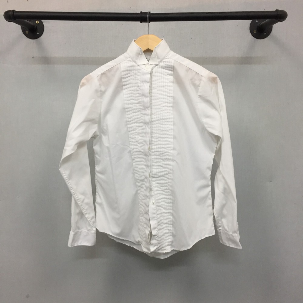 Vintage 70s Lion Of Troy Shirt White Button Up Ruffle Shirt 40in Chest Made USA