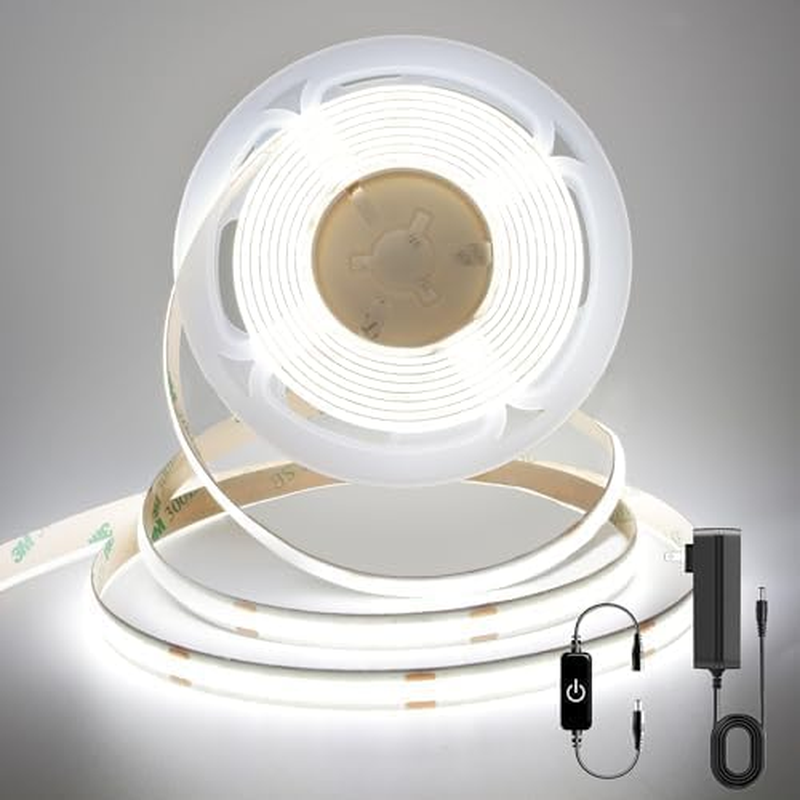 COB LED Strip,Led Strip Lights 3M/9.84Ft,Touch Dimmable LED Strips,Cri90+,6000K