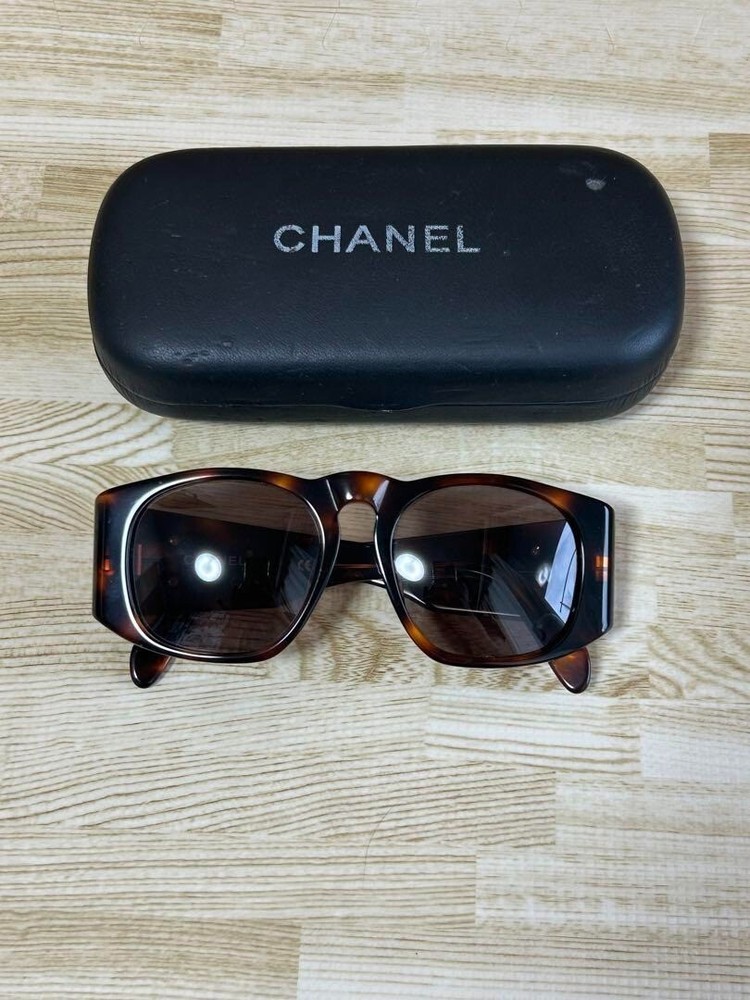 CHANEL Coco Mark Logo Brown Sunglasses Plastic Frame Model 01452 91235 Size #5