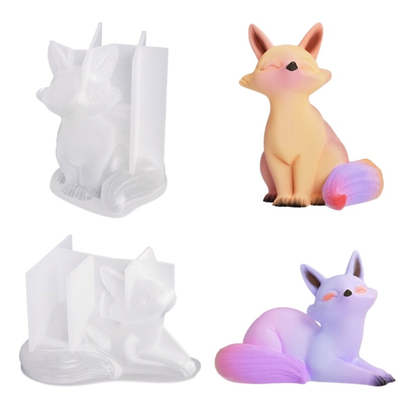 DIY Crystal Epoxy Resin Mold 3D Foxes Table Jewelry Silicone Mold for