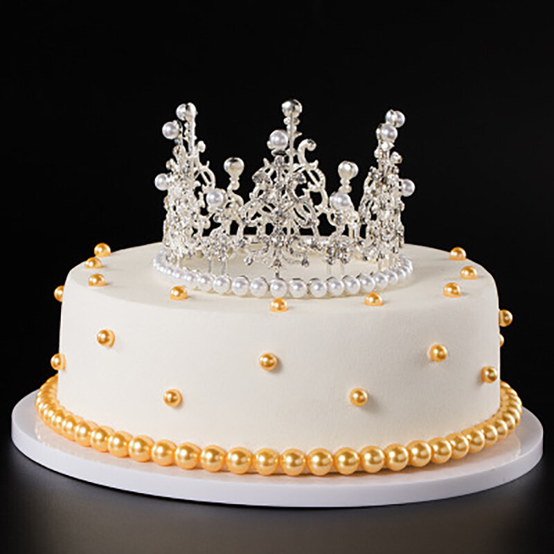 1pcs Pearl Crown Cake Decorative Small Tiaras Crystal Pearl Princess CakeToATa5
