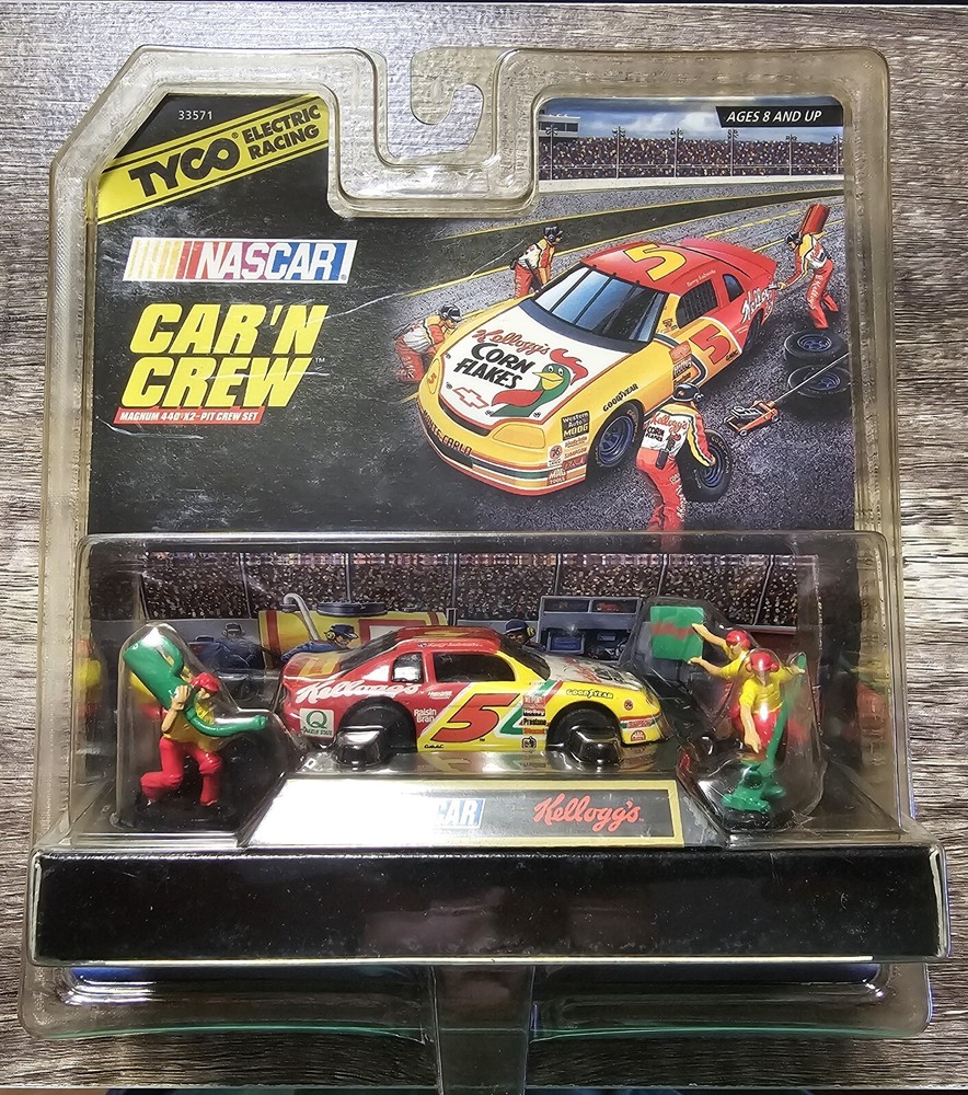 TYCO HO Slot Car Car n Crew Pit Crew Nascar Kelloggs Corn Flakes 5 New Old Stock
