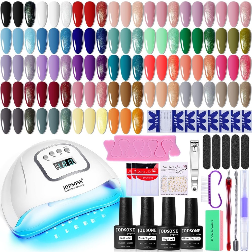 JODSONE 32 Colors Gel Nail Polish Kit with UV Lamp, Soak Off Set & Tools Gift