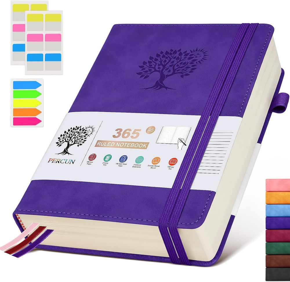 A5 Lined Journal Notebook - 365 Page Leather Journals for Writing Women & Men