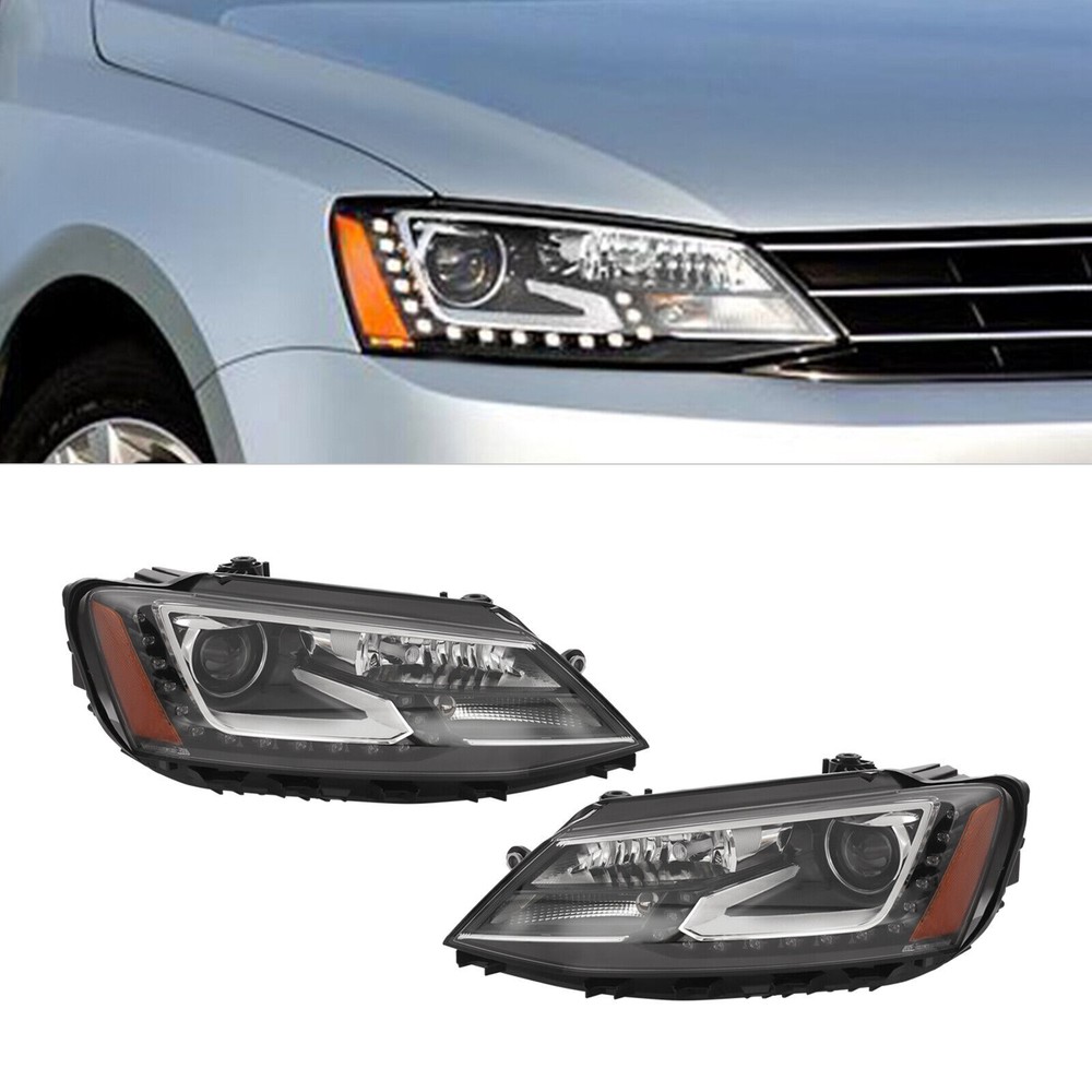 Xenon/HID Headlight For 2015-2018 VW Jetta Headlamps w/LED DRL Left & Right Side