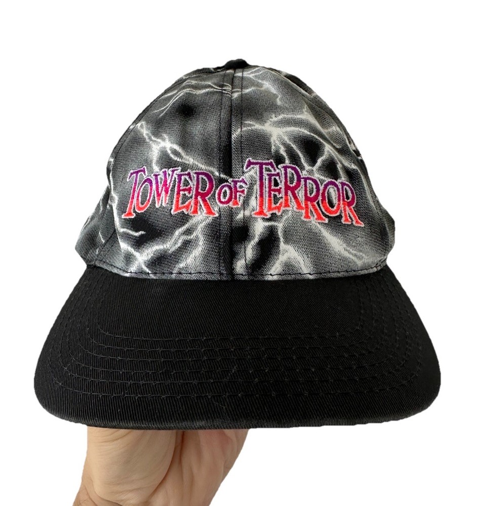 Vintage Disneys Tower Of Terror Hat 90’s AOP  World Mickey Mouse Lightning NWOT