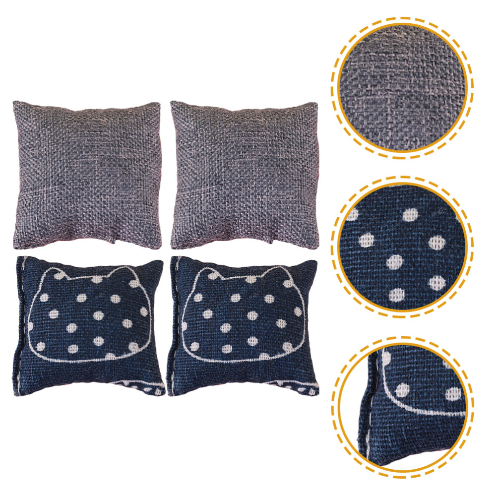 4 Pcs Dollhouse Pillows Miniature Food and Play Home Decoration