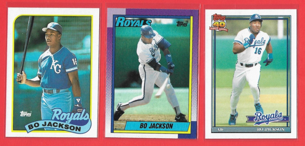 BO JACKSON 1989 1990 & 1991 TOPPS Baseball 3 Card Lot KANSAS CITY ROYALS