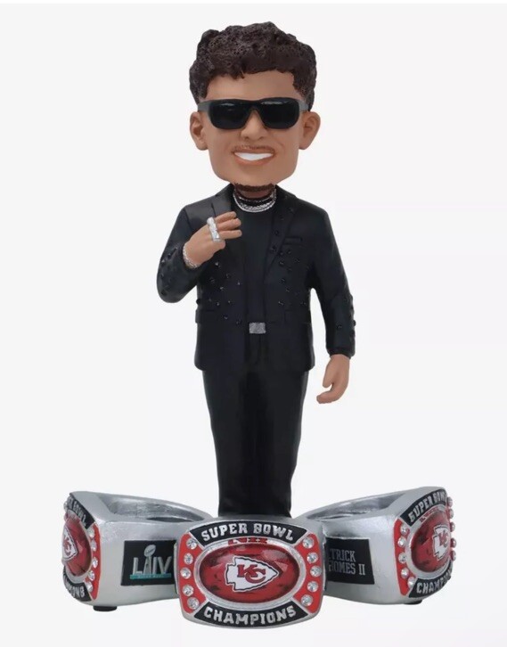 Patrick Mahomes Kansas City Chiefs Triple Ring Bobblehead /144 New In Box