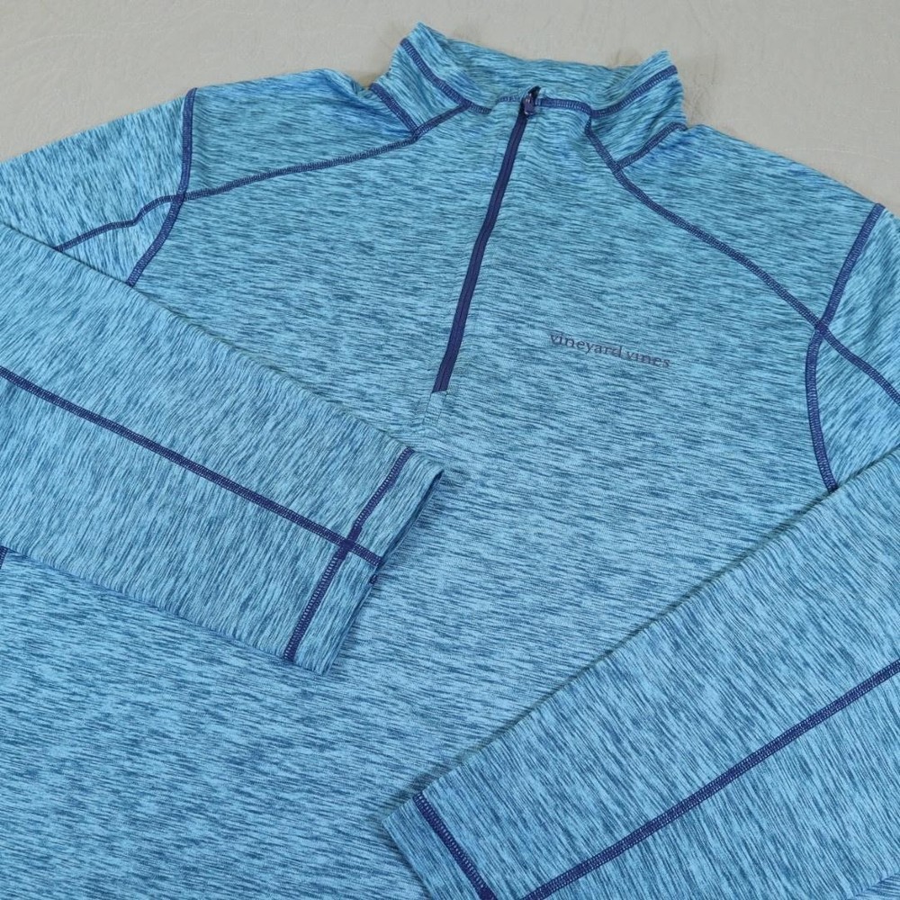 Vineyard Vines Sweater Mens Large Blue Performance Quarter Zip Pullover Athletic