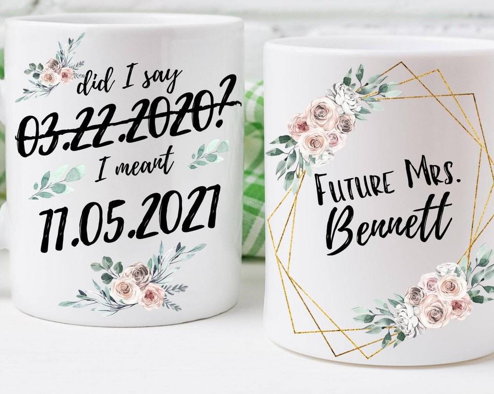 Postponed Wedding Mug Bride To Be Gift Personalised Postponed Wedding Mug 2020