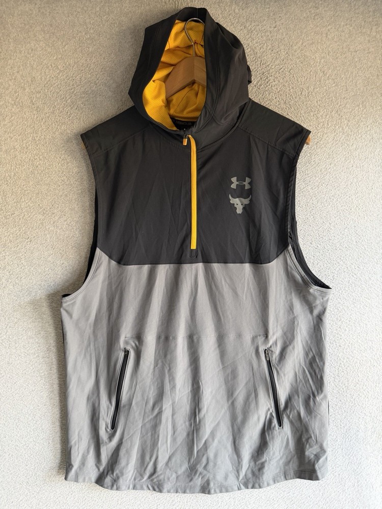 Under Armour Hooded Tank Mens XL Heat Gear The Rock Fitted Athletic Workout