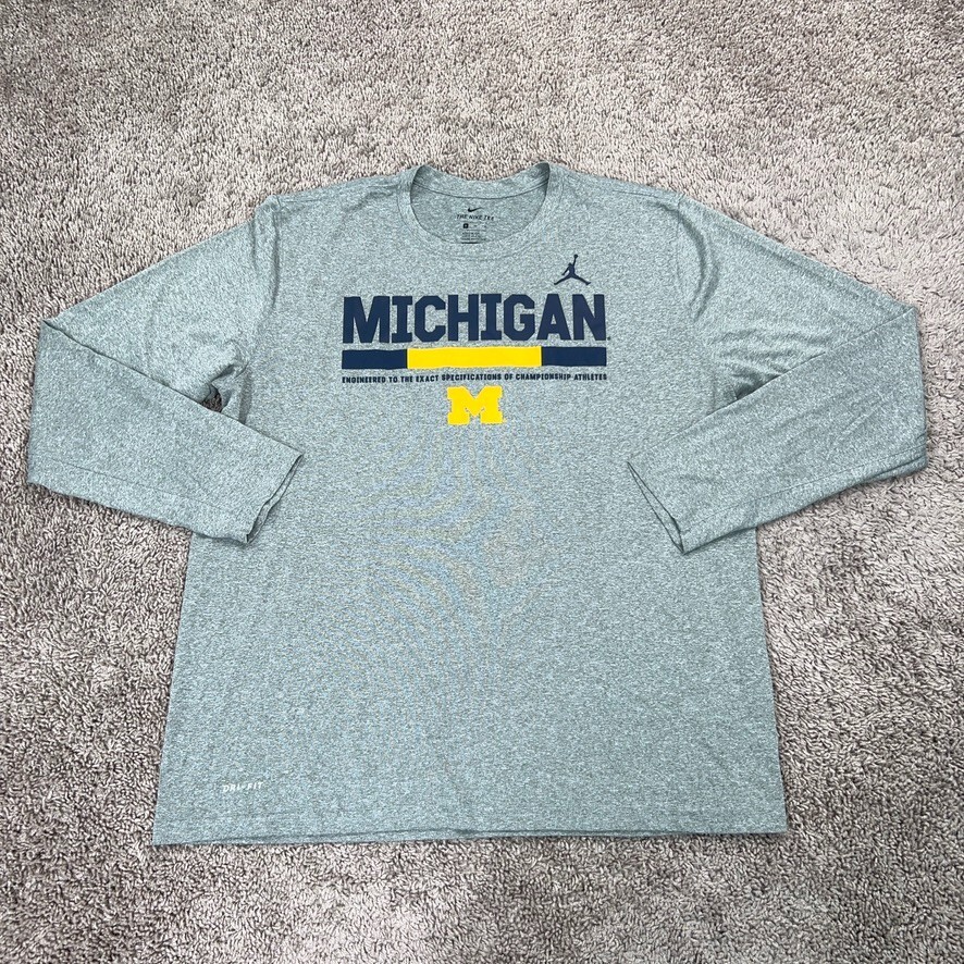Michigan Wolverines Shirt Mens XL Athletic Gray Nike Jumpman Jordan Performance