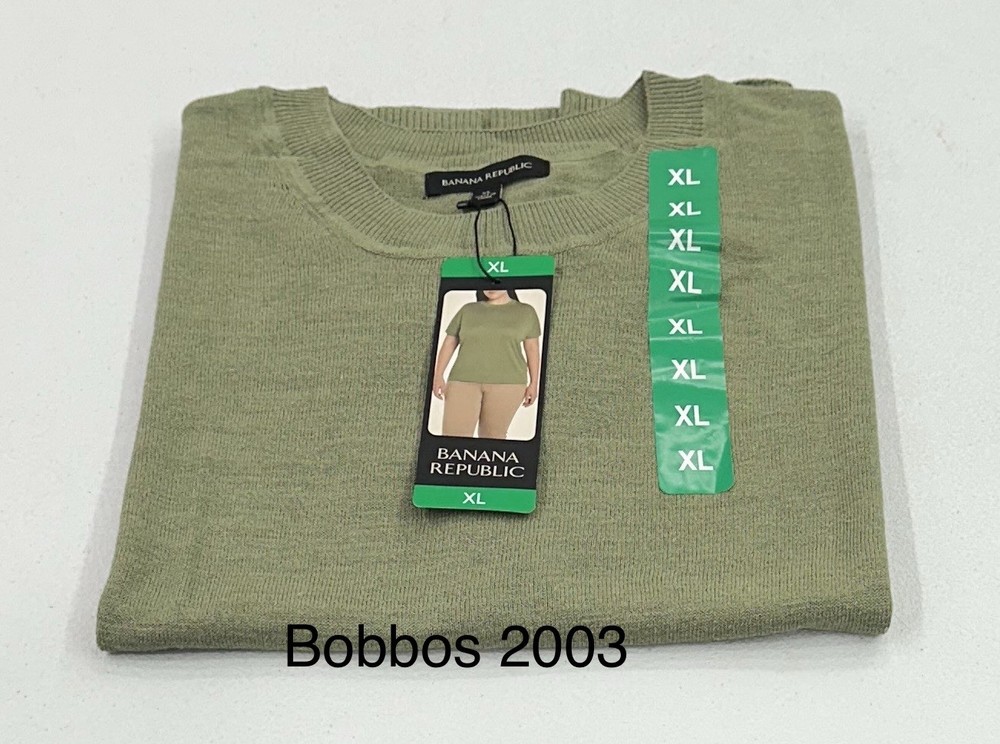 Banana Republic Women's Linen Blend Short Sleeve Top, Green, Size XL