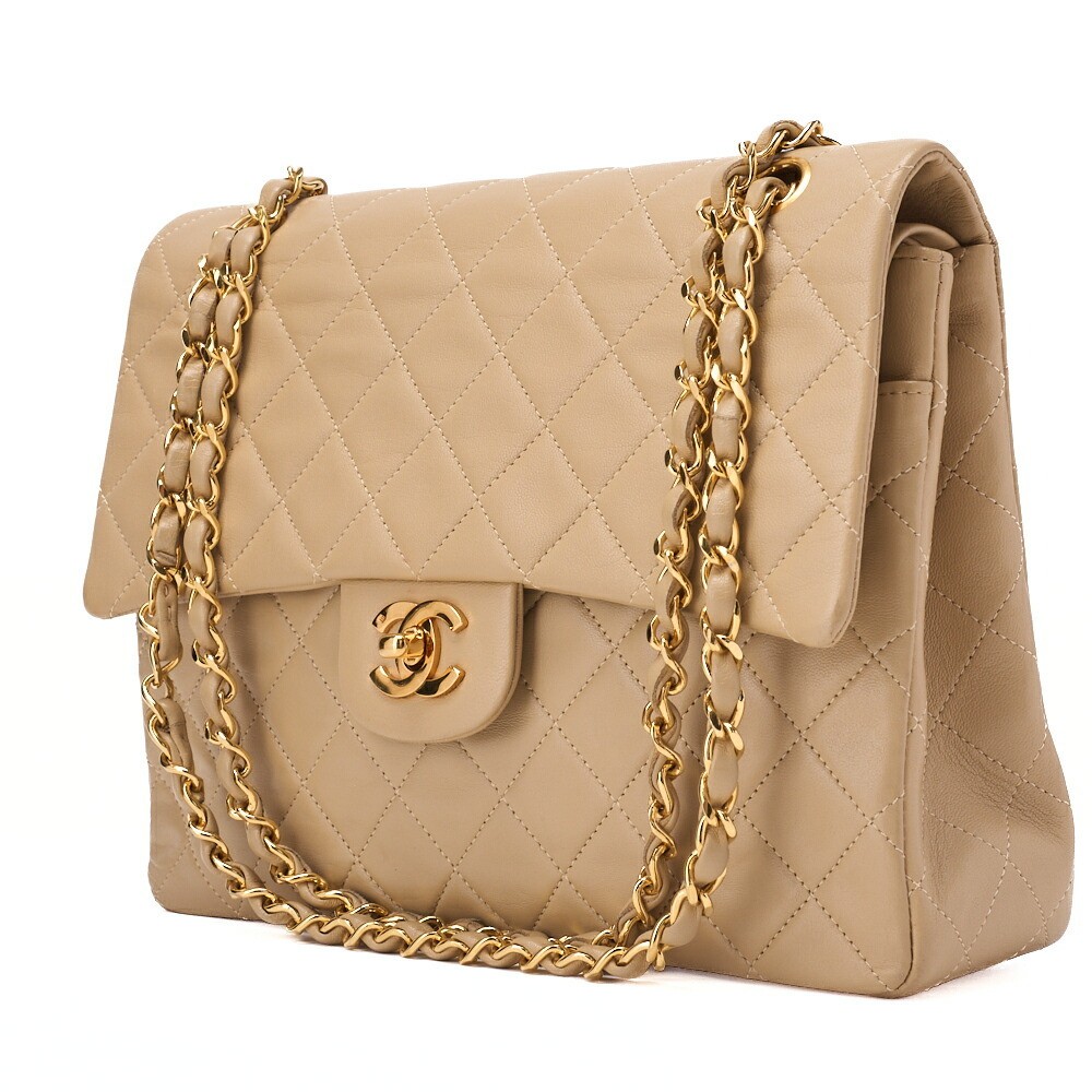 CHANEL 25cm Matelasse Double Flap Lambskin Shoulder Bag with Chain 261171