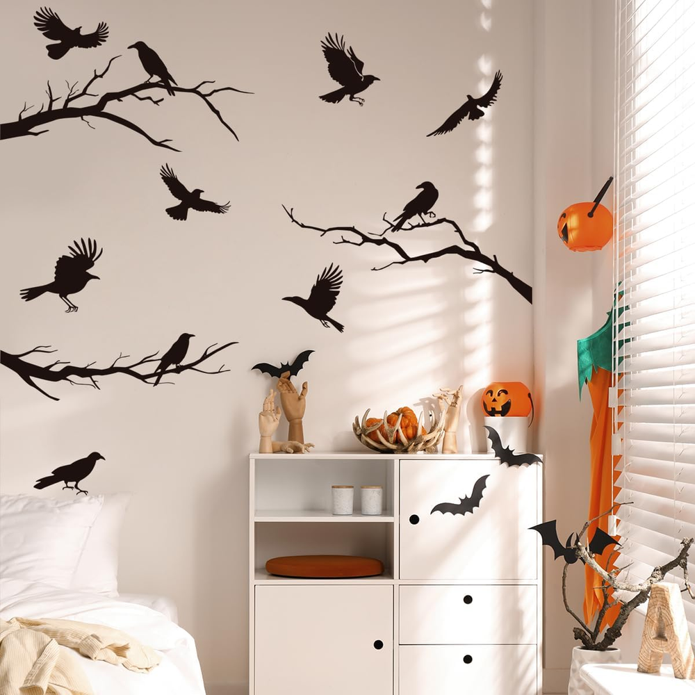 Raven Wall Sticker Black Crows Winter Stickers