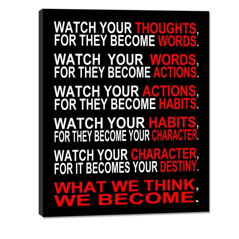 Pyradecor Watch Your Thoughts Motivational Classroom Poster Modern Canvas Pri...