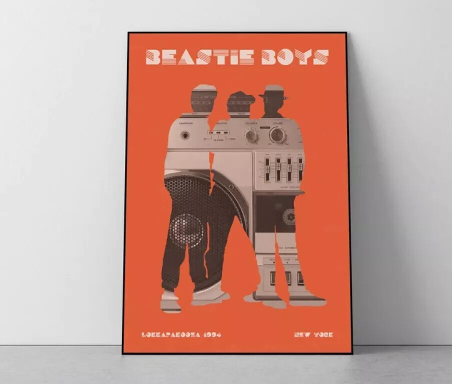 Beastie Boys Music Poster, Hip Hop Art Print, Vintage Gig, Concert Poster