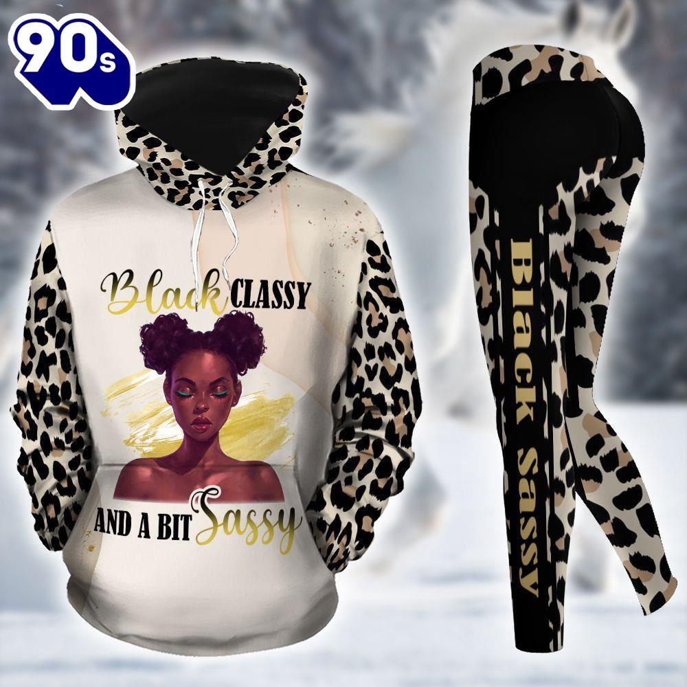 Black Girl All Over Print Leggings Hoodie Set Outfit For Women Gift Xmas -