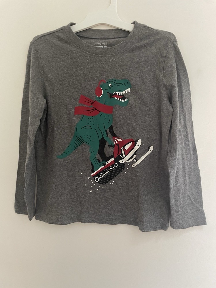 Jumping Beans Softest Tee Kids Boys T-Rex Dinosaur Cotton Crewneck Shirt Gray 5