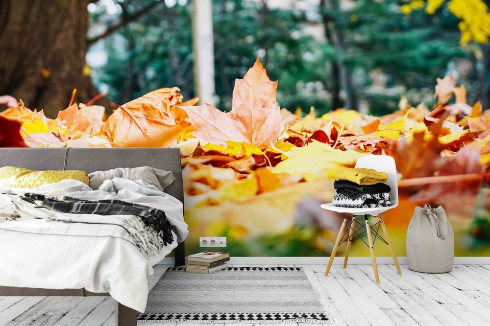 3D Autumn Leaves Plants Close-up Wall Murals Wallpaper Murals Wall Sticker