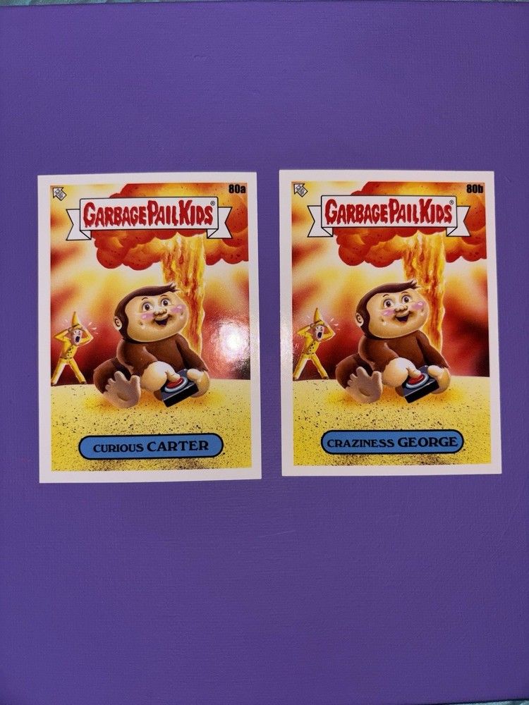 Curious George GPK Spoof 2-Card Parody Set Monkey Garbage Pail Kids
