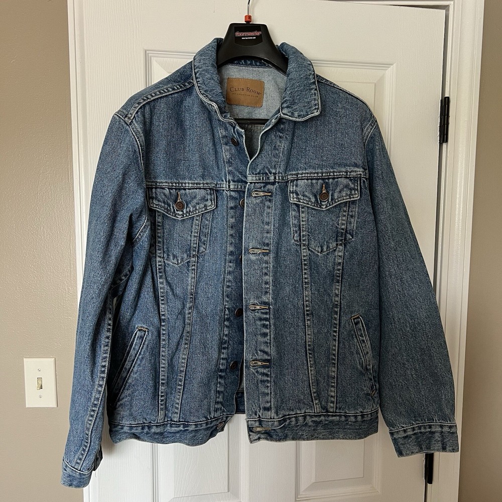 Vintage CLUB ROOM Charter Club Mens L Button Up Jean Jacket