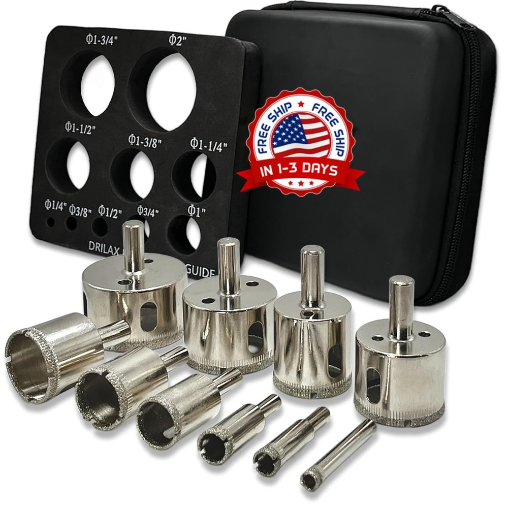 Juego de Brocas de Diamante Sierra Perforadora de Diamante de 10 piezas US NUEVO