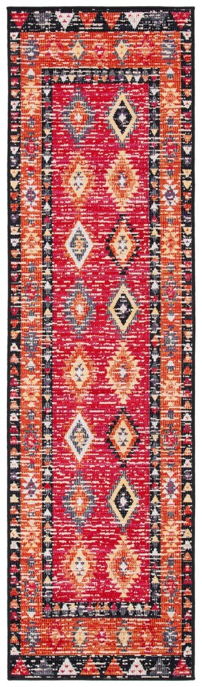 SAFAVIEH Montage Andreas Geometric Indoor/Outdoor Runner Rug, Red/Black, 2'3
